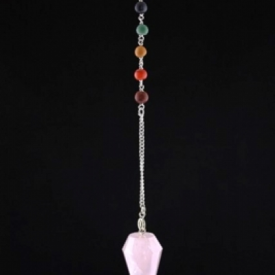 Pendule Séphoroton Quartz Rose 7 chakras