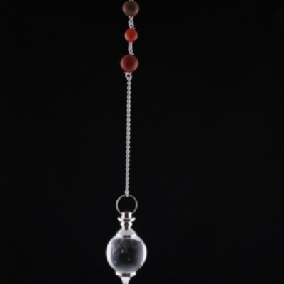 Pendule Séphoroton Cristal de Roche  chaine 7 chakras 24 gr