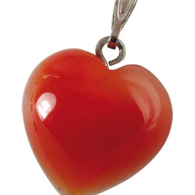 Pendentif coeur Cornaline 15 à 20 mm