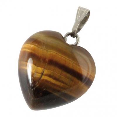 Pendentif coeur Oeil de Tigre 15 mm à 20 mm