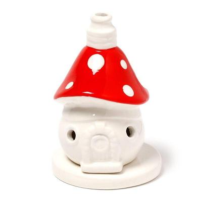 Porte-encens céramique maison de fée champignon