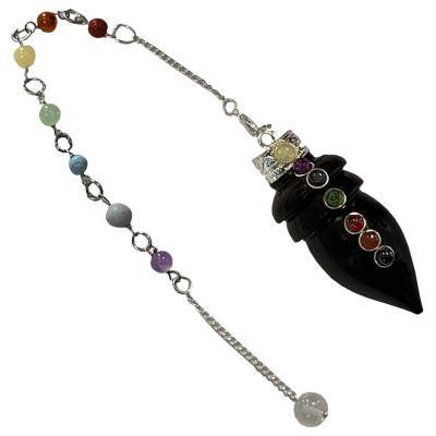 Pendule  goutte 7 chakras bois de rose
