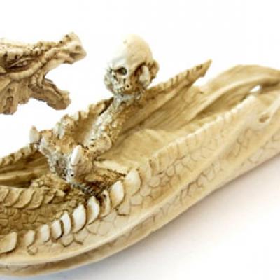 Porte Encens Dragon blanc et crâne