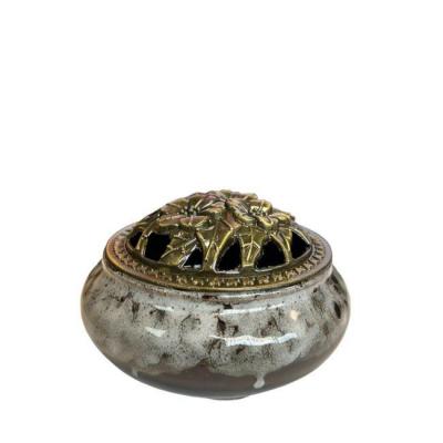 Porte Encens Céramique marron et gris 10cm