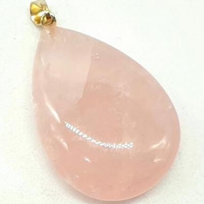 Pendentif goutte Quartz Rose