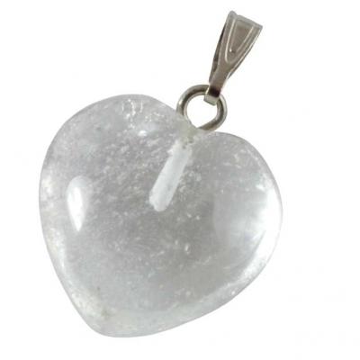 Pendentif coeur Cristal de Roche 15 mm à 20 mm